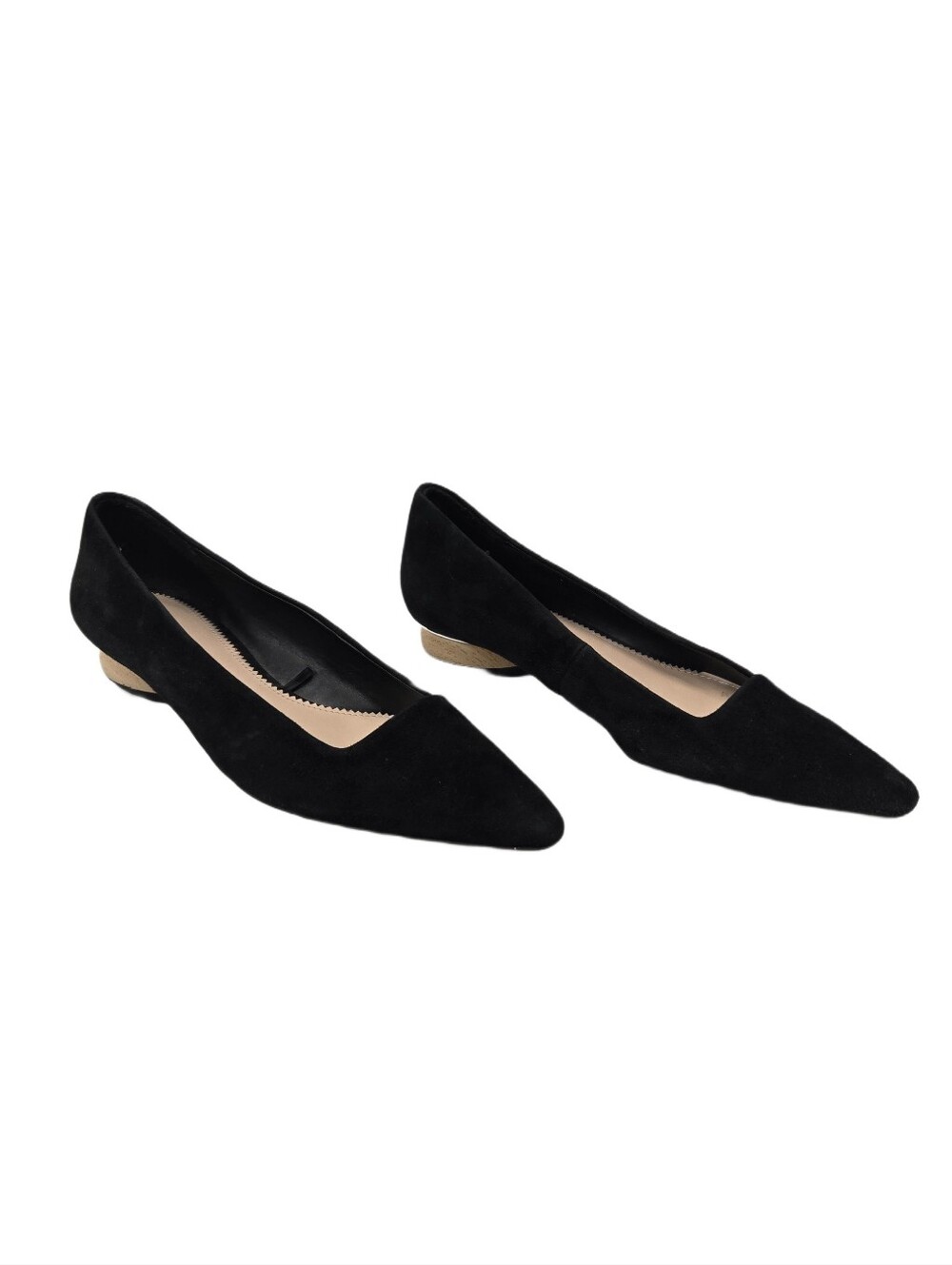 Zara Black Suede Low Heel Pumps